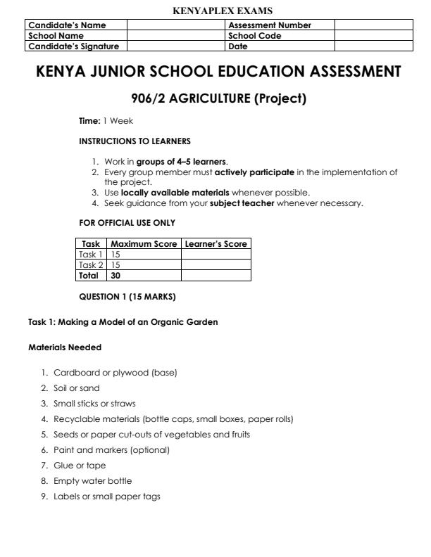 Preview page Grade-9-Agriculture-Paper-2-KJSEA-Prediction-2-Exam-2026_6612_0.jpg