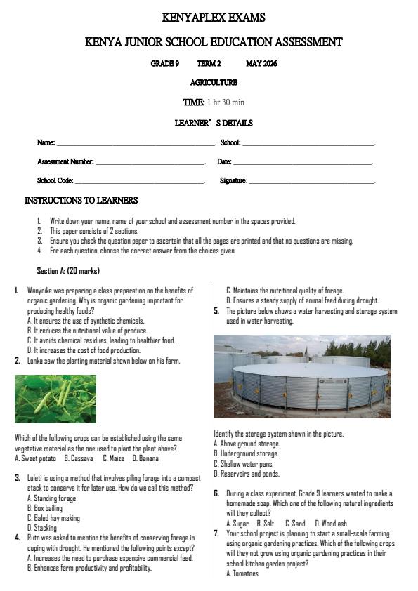 Preview page Grade-9-Agriculture-Term-2-Opener-Exam-2026_5625_0.jpg