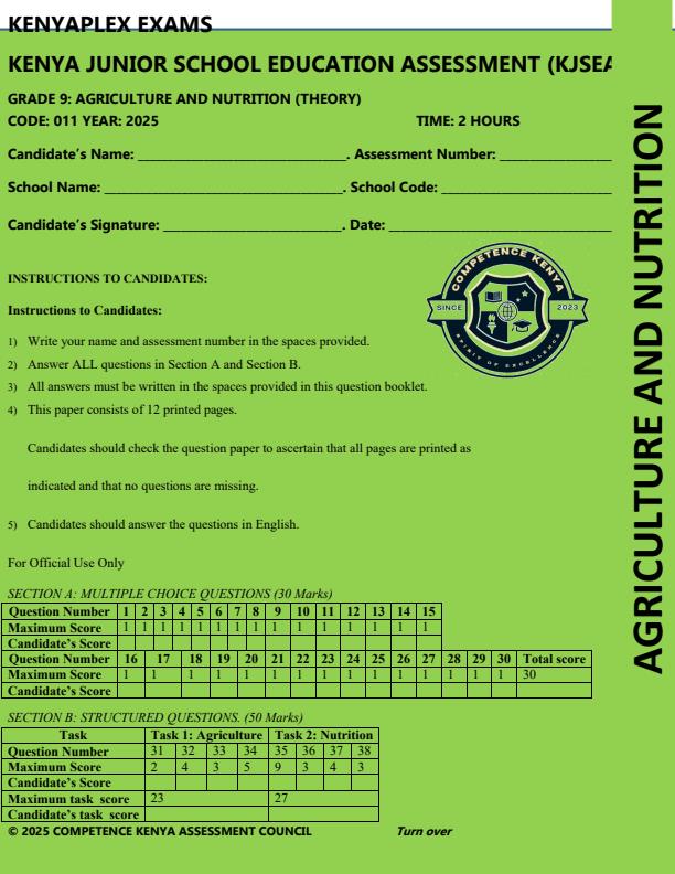 Preview page Grade-9-Agriculture-and-Nutrition-End-of-Term-3-KJSEA-Prediction-Exam-2025_4853_0.jpg