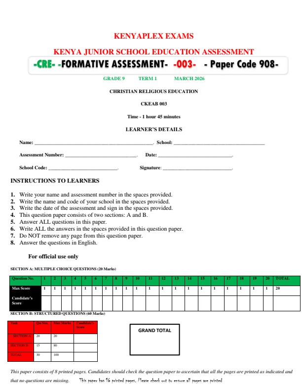 Preview page Grade-9-CRE-End-Term-1-Exam-2026_5395_0.jpg