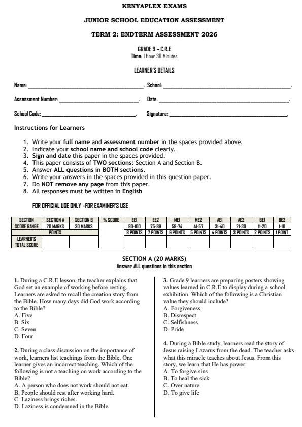 Preview page Grade-9-CRE-End-Term-2-Exam-2026_6113_0.jpg