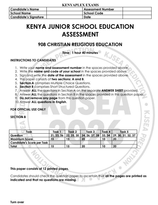Preview page Grade-9-CRE-KJSEA-Prediction-2-Exam-2026_6613_0.jpg