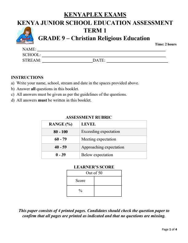 Preview page Grade-9-CRE-Mid-Term-1-Exam-2025_3684_0.jpg