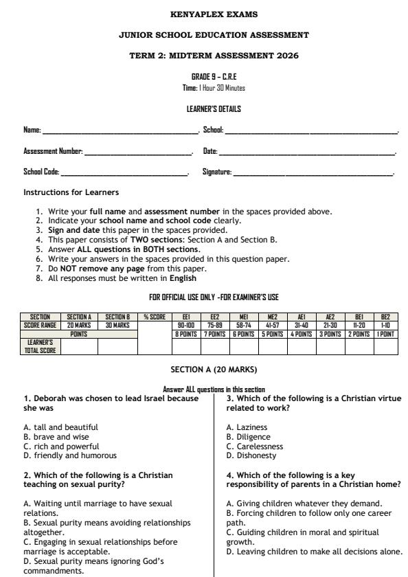Preview page Grade-9-CRE-Mid-Term-2-Exam-2026_5896_0.jpg