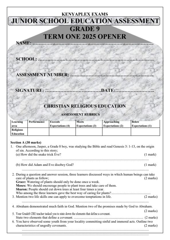 Preview page Grade-9-CRE-Term-1-Opener-Exam-2025_3475_0.jpg