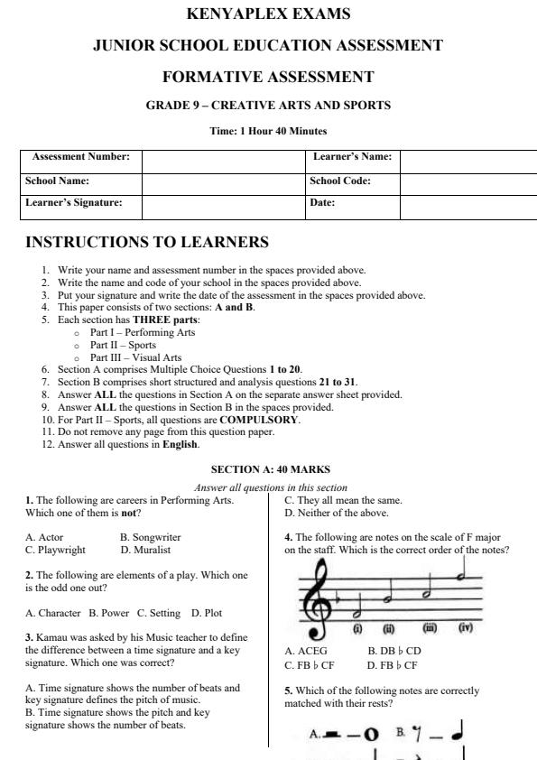 Preview page Grade-9-Creative-Arts-and-Sports-End-Term-3-Set-2-Exam-2026_7043_0.jpg