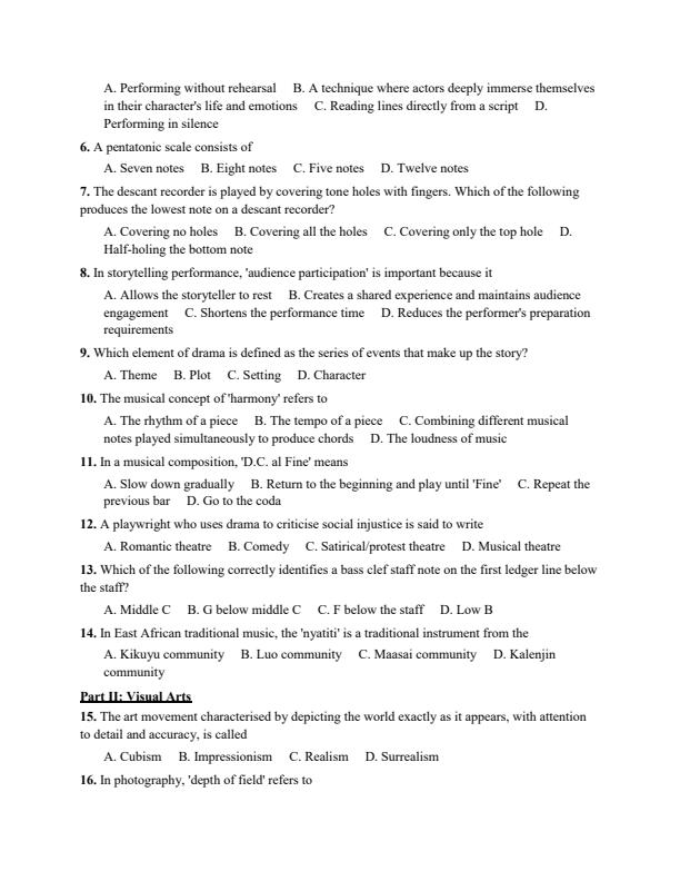Preview page Grade-9-Creative-Arts-and-Sports-July-Assessment-Examination-2026_6382_1.jpg