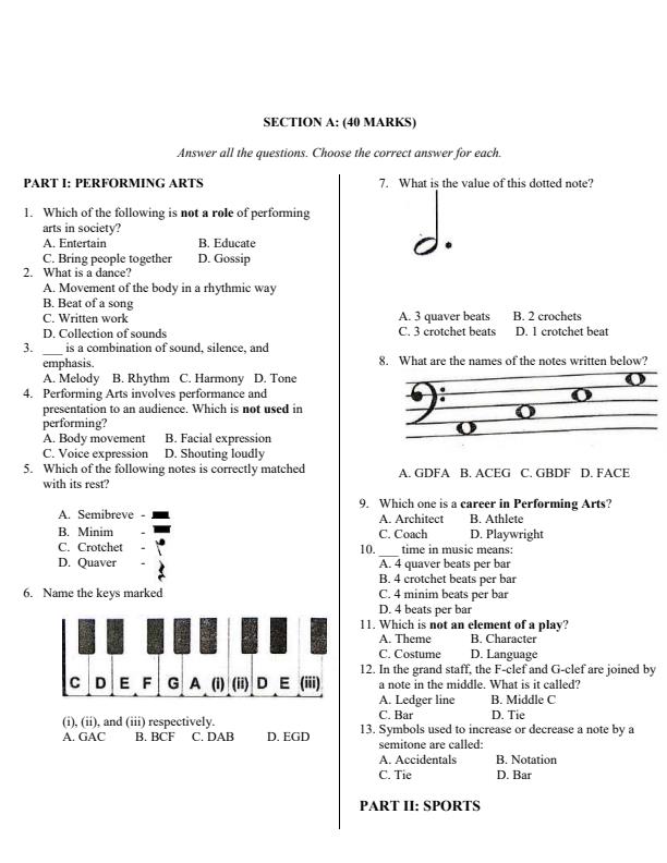 Preview page Grade-9-Creative-Arts-and-Sports-Opener-Exam-Term-1-2026_5002_1.jpg