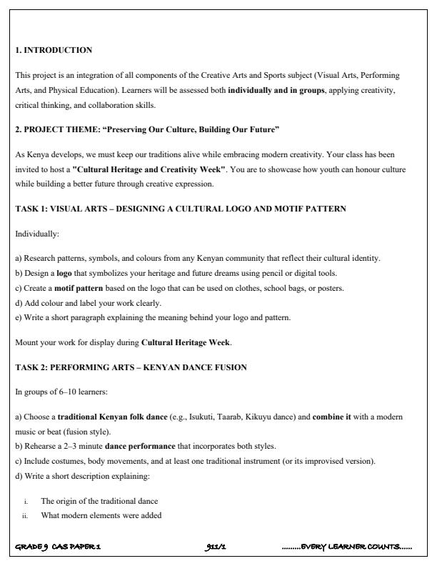 Preview page Grade-9-Creative-Arts-and-Sports-Paper-1-Term-3-Opener-Exam-2025_4561_1.jpg