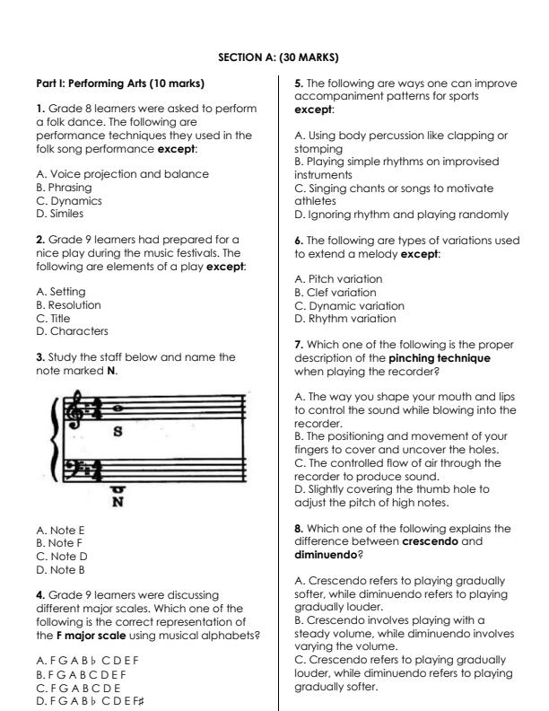 Preview page Grade-9-Creative-Arts-and-Sports-Paper-2-KJSEA-Prediction-2-Exam-2026_6615_1.jpg