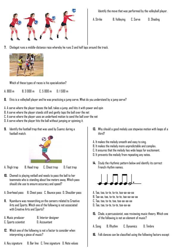 Preview page Grade-9-Creative-Arts-and-Sports-Term-2-Opener-Exam-2026_5627_1.jpg