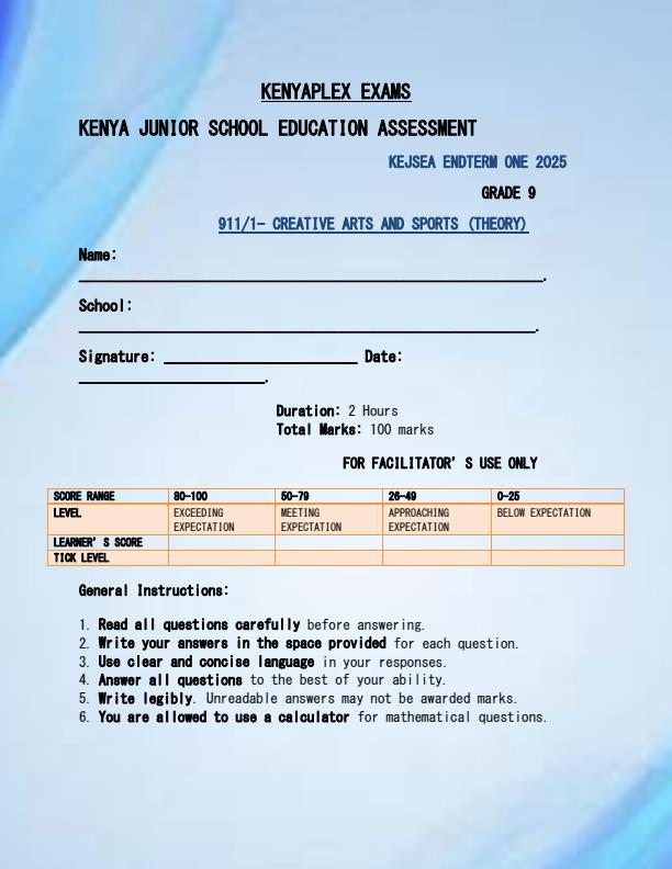 Preview page Grade-9-Creative-Arts-and-Sports-Theory-End-of-Term-1-Examination-2025_3804_0.jpg