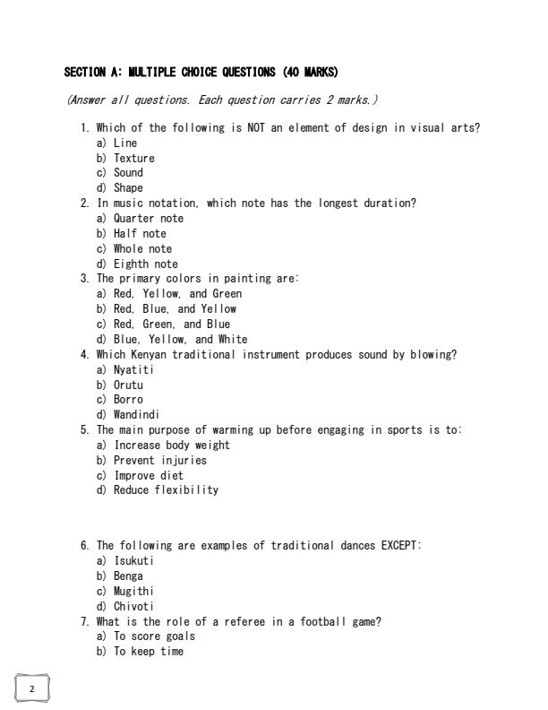 Preview page Grade-9-Creative-Arts-and-Sports-Theory-End-of-Term-1-Examination-2025_3804_1.jpg