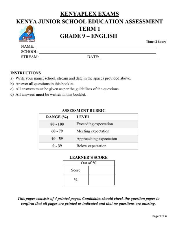 Preview page Grade-9-English-Mid-Term-1-Exam-2025_3687_0.jpg