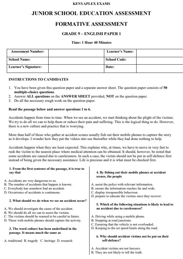 Preview page Grade-9-English-Paper-1-End-Term-3-Set-2-Exam-2026_7044_0.jpg