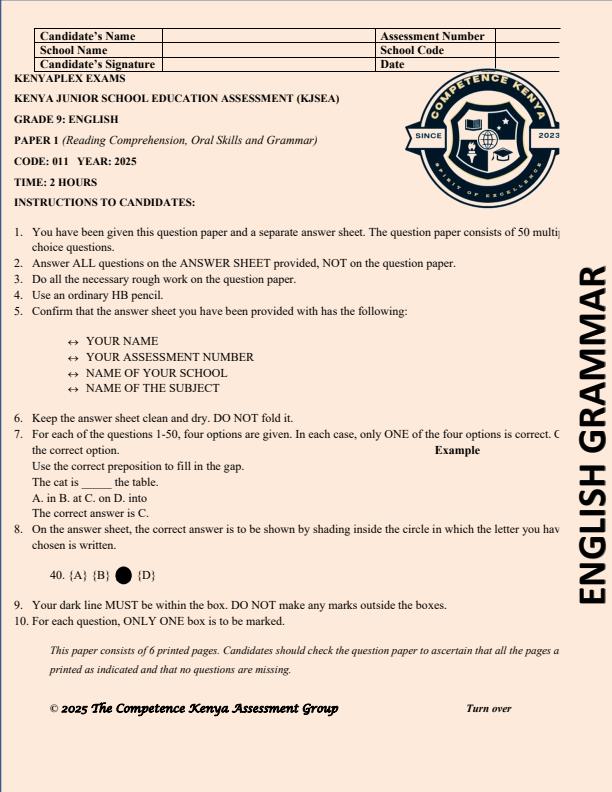 Preview page Grade-9-English-Paper-1-End-of-Term-3-KJSEA-Prediction-Exam-2025_4856_0.jpg