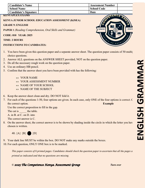 Preview page Grade-9-English-Paper-1-Mid-Term-3-Exam-2025_4689_0.jpg