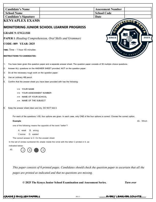 Preview page Grade-9-English-Paper-1-Term-3-Opener-Exam-2025_4564_0.jpg