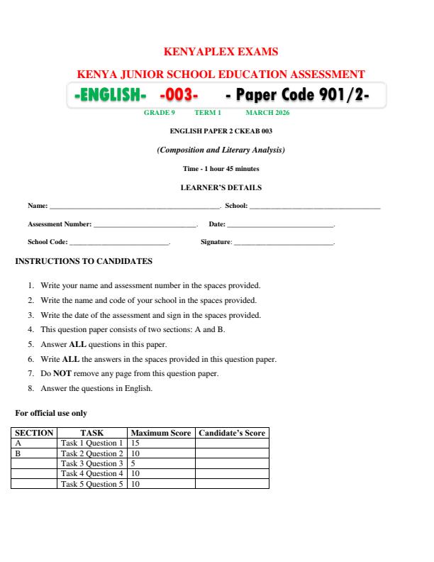 Preview page Grade-9-English-Paper-2-End-Term-1-Exam-2026_5399_0.jpg