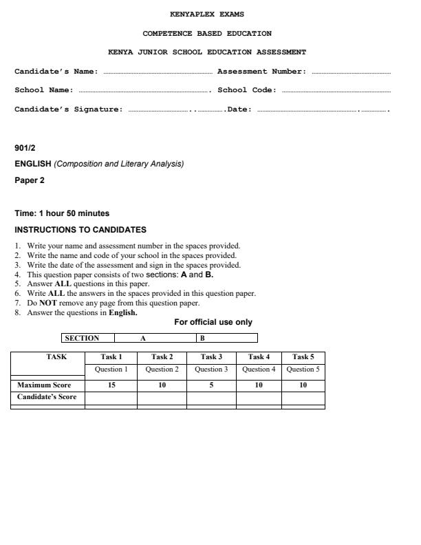 Preview page Grade-9-English-Paper-2-End-Term-3-Exam-2026_6887_0.jpg