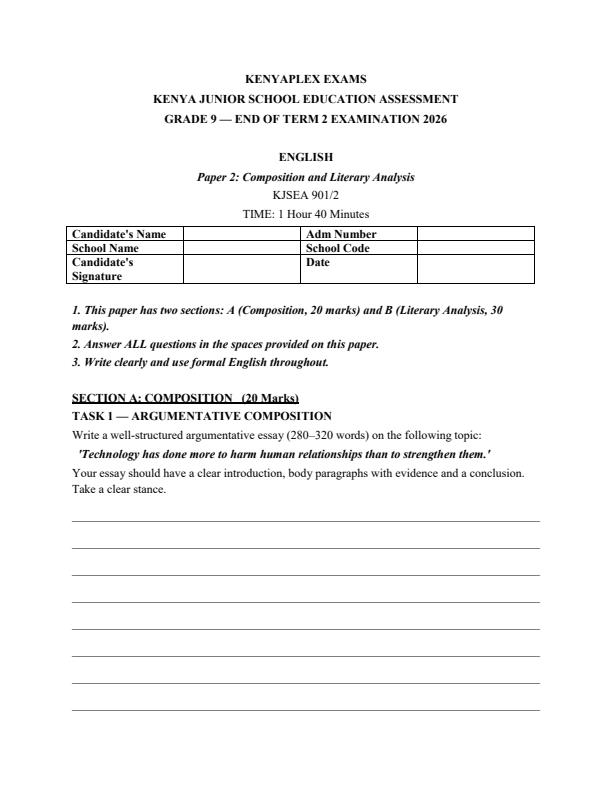 Preview page Grade-9-English-Paper-2-July-Assessment-Examination-2026_6384_0.jpg