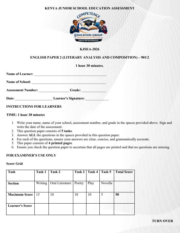 Preview page Grade-9-English-Paper-2-KJSEA-Prediction-Exam-2026_6367_0.jpg