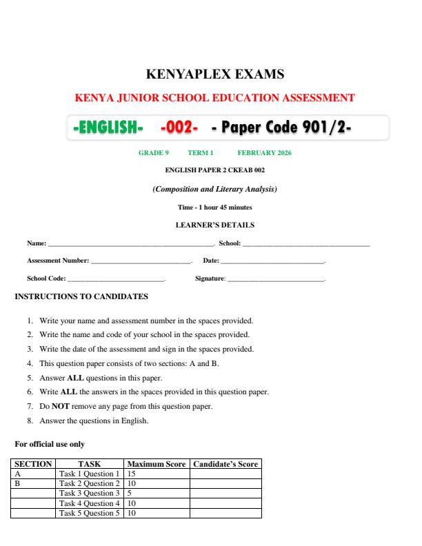 Preview page Grade-9-English-Paper-2-Mid-Term-1-Exam-2026_5120_0.jpg