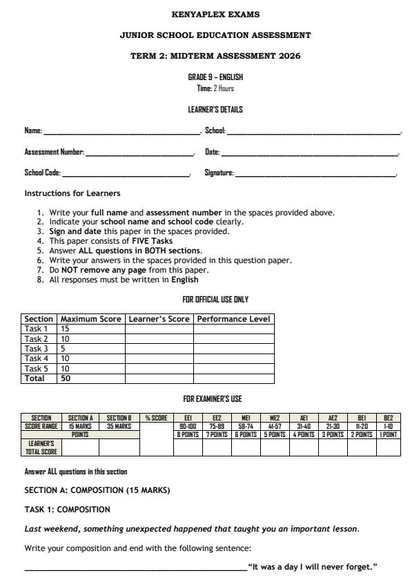 Preview page Grade-9-English-Paper-2-Mid-Term-2-Exam-2026_5899_0.jpg