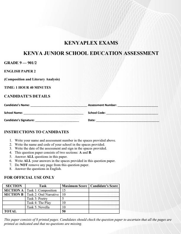 Preview page Grade-9-English-Paper-2-Term-3-Opener-Exam-2026_6520_0.jpg