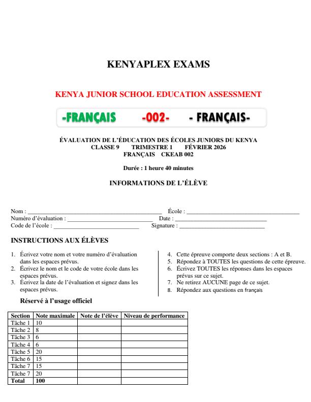Preview page Grade-9-French-Mid-Term-1-Exam-2026_5121_0.jpg