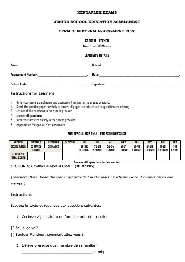 Preview page Grade-9-French-Mid-Term-2-Exam-2026_5900_0.jpg