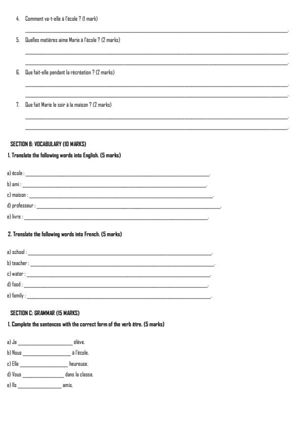 Preview page Grade-9-French-Term-2-Opener-Exam-2026_5630_1.jpg