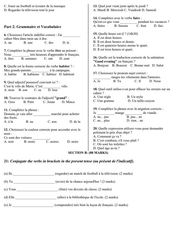 Preview page Grade-9-French-Term-3-Opener-Exam-2026_6521_1.jpg