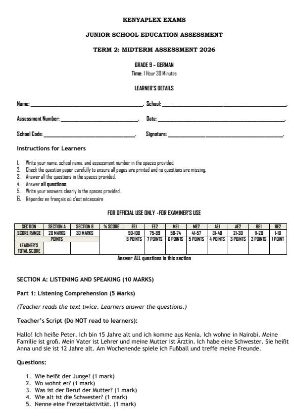 Preview page Grade-9-German-Mid-Term-2-Exam-2026_5901_0.jpg