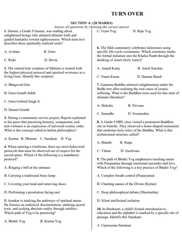 Preview page Grade-9-Hindu-Religious-Education-Term-3-Opener-Exam-2026_6523_1.jpg