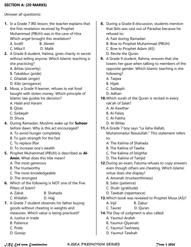 Preview page Grade-9-IRE-End-of-Term-3-KJSEA-Prediction-Exam-2025_4861_1.jpg