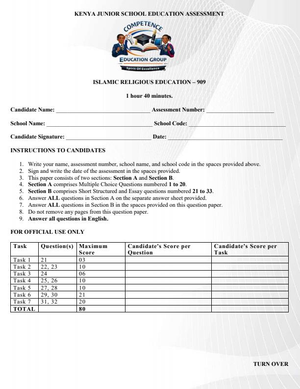 Preview page Grade-9-IRE-KJSEA-Prediction-Exam-2026_6394_0.jpg