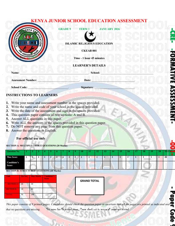 Preview page Grade-9-IRE-Opener-Exam-Term-1-2026_5008_0.jpg