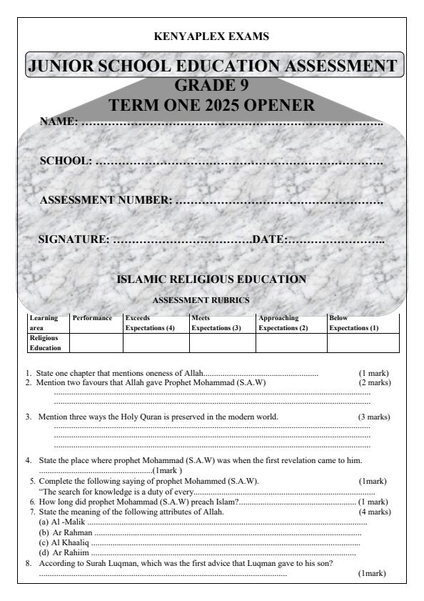 Preview page Grade-9-IRE-Term-1-Opener-Exam-2025_3479_0.jpg