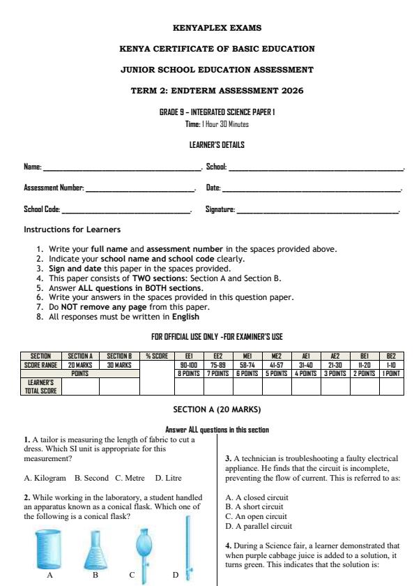 Preview page Grade-9-Integrated-Science-Paper-1-End-Term-2-Exam-2026_6120_0.jpg