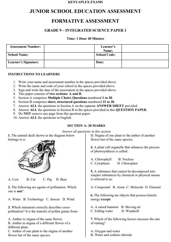Preview page Grade-9-Integrated-Science-Paper-1-End-Term-3-Set-2-Exam-2026_7049_0.jpg