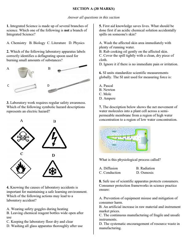 Preview page Grade-9-Integrated-Science-Paper-1-KJSEA-Prediction-Exam-2026_6392_1.jpg