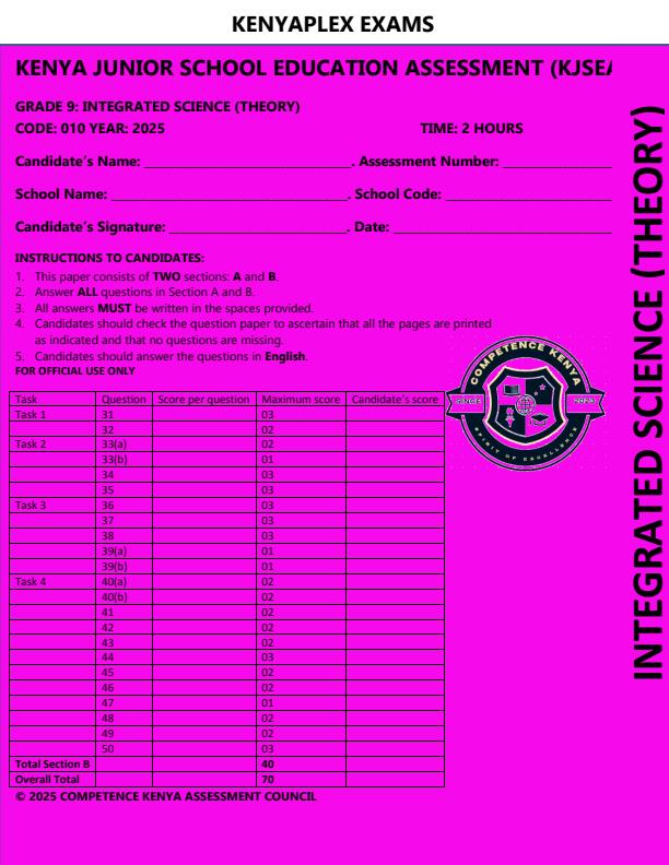 Preview page Grade-9-Integrated-Science-Paper-1-Mid-Term-3-Exam-2025_4692_0.jpg