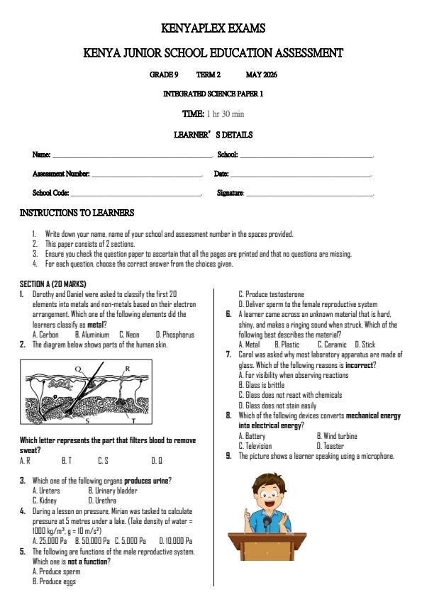 Preview page Grade-9-Integrated-Science-Paper-1-Term-2-Opener-Exam-2026_5633_0.jpg