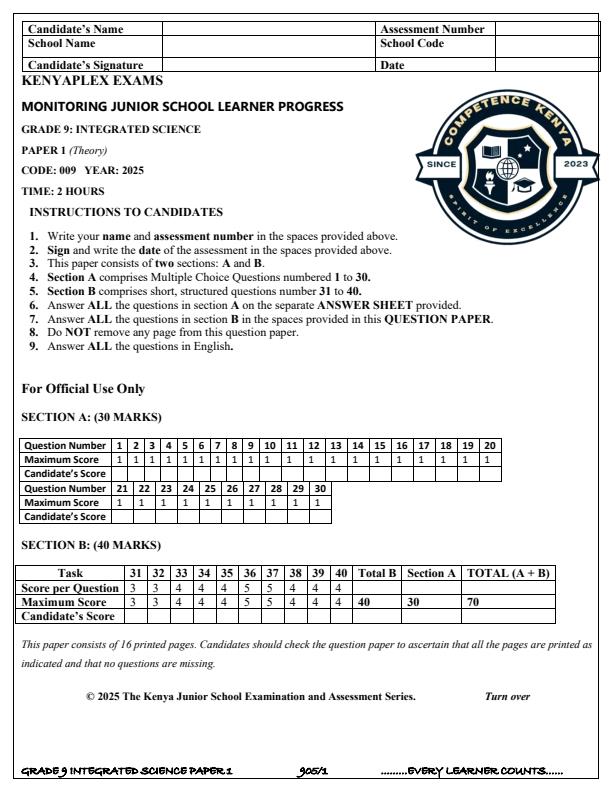 Preview page Grade-9-Integrated-Science-Paper-1-Term-3-Opener-Exam-2025_4567_0.jpg