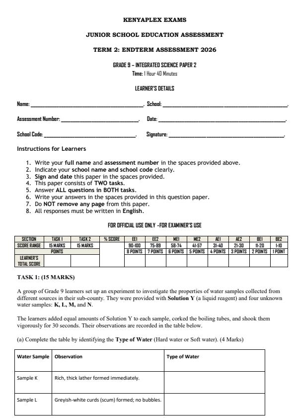 Preview page Grade-9-Integrated-Science-Paper-2-End-Term-2-Exam-2026_6121_0.jpg