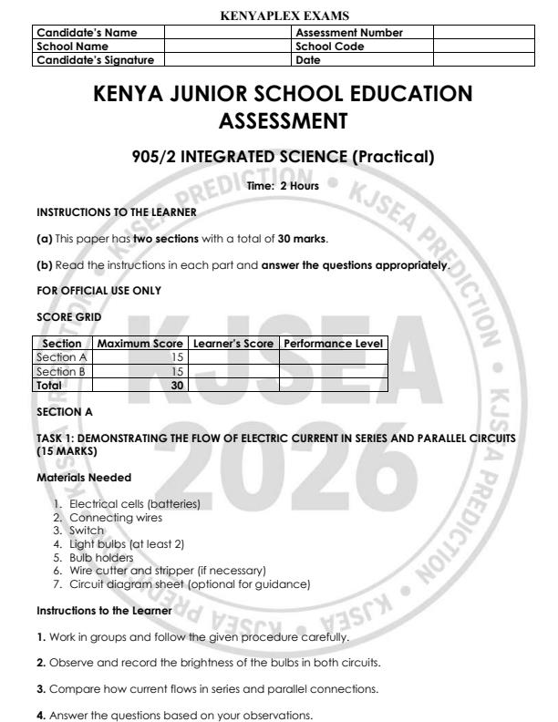 Preview page Grade-9-Integrated-Science-Paper-2-KJSEA-Prediction-2-Exam-2026_6620_0.jpg