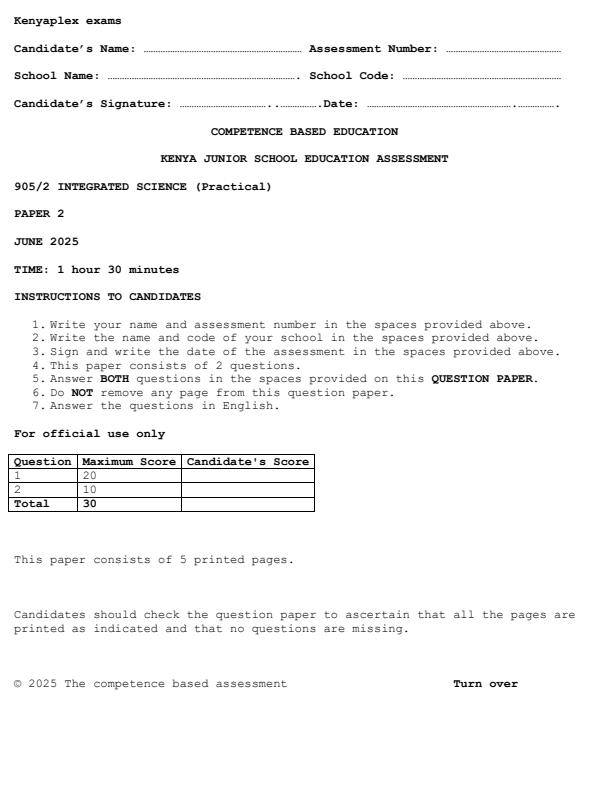 Preview page Grade-9-Integrated-Science-Paper-2-Mid-Term-2-Exam-2025_4186_0.jpg