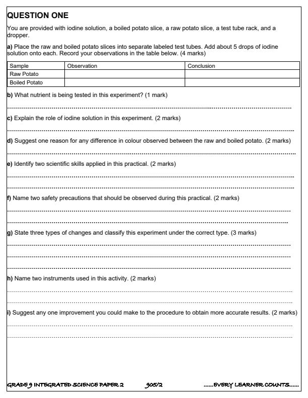 Preview page Grade-9-Integrated-Science-Paper-2-Term-3-Opener-Exam-2025_4568_1.jpg