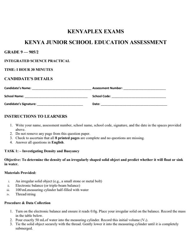 Preview page Grade-9-Integrated-Science-Paper-2-Term-3-Opener-Exam-2026_6525_0.jpg